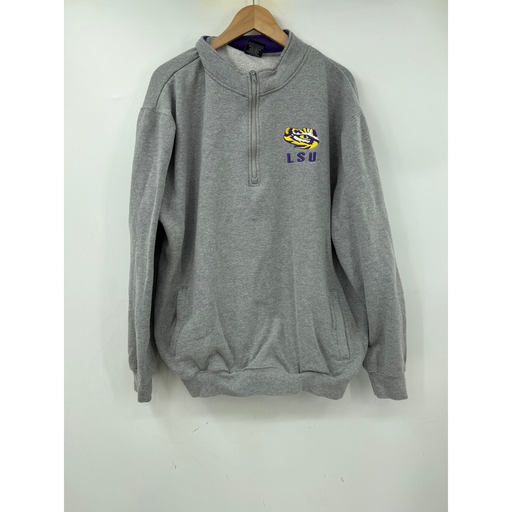 Colosseum LSU Tigers Quarter Zip Sweatshirt Men's‎ XXL Gray Pullover NCAA